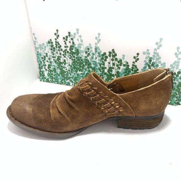 Born Brown Suede Leather Stacked Heel Ankle Booties Size 8M Womens - Picture 15 of 16